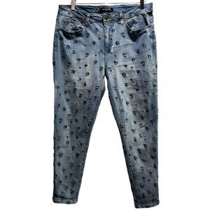 Baccini Skinny Embroidered Animal Print Jeans Size 12